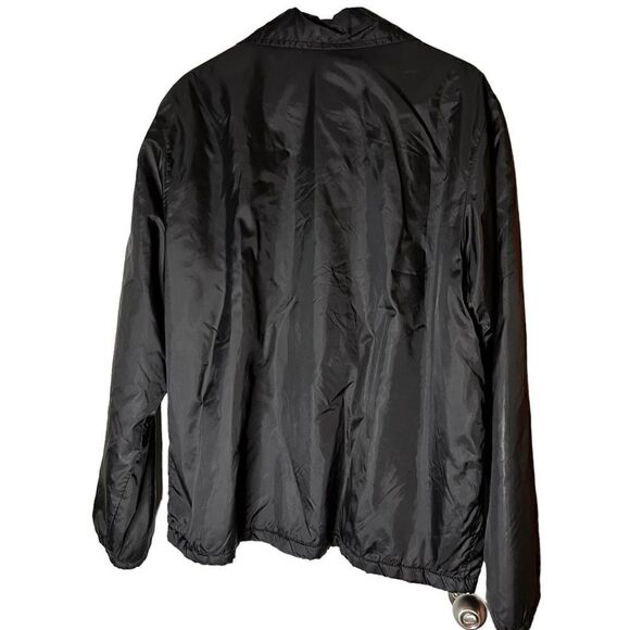 Vintage Bike brand black nylon snap up windbreaker cream faux fur lined collared - Picture 6 of 11